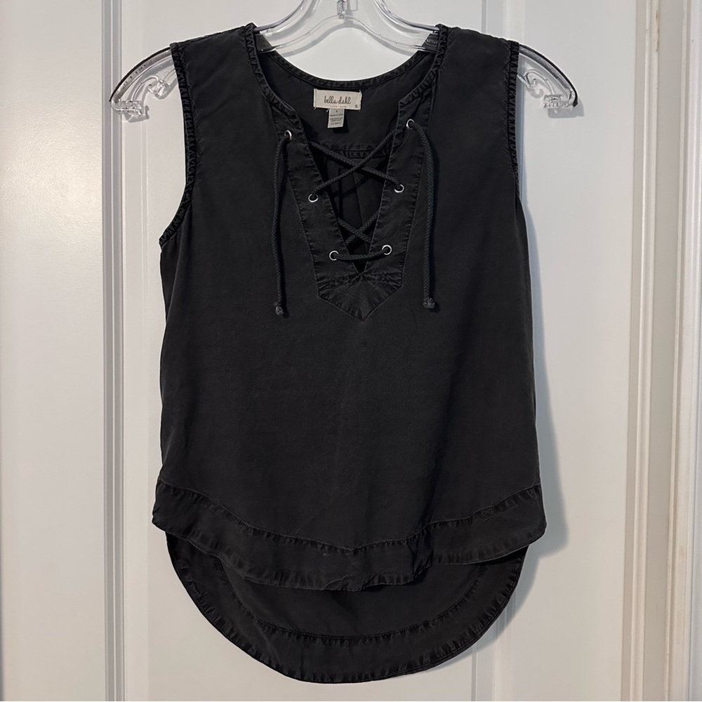 Bella Dahl 100% Tencel Relaxed Fit Lace-Up Tank Top